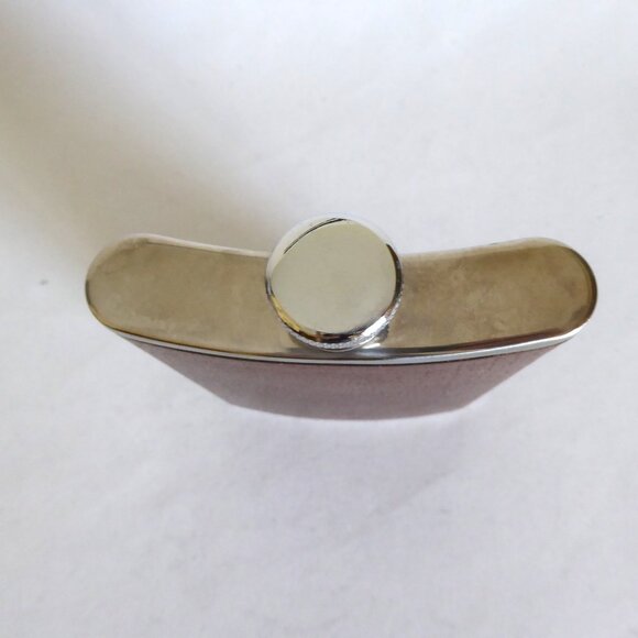 VINTAGE GUARANTEED HIP FLASK 18-8 STAINLESS STEEL & BROWN LEATHER? VINYL? (USED) - Picture 7 of 10